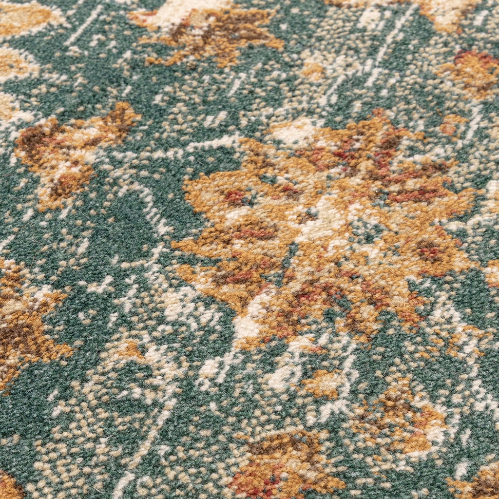 The Rug Edit Raja Border Runner RA02 - Teal/Cream, product image 6