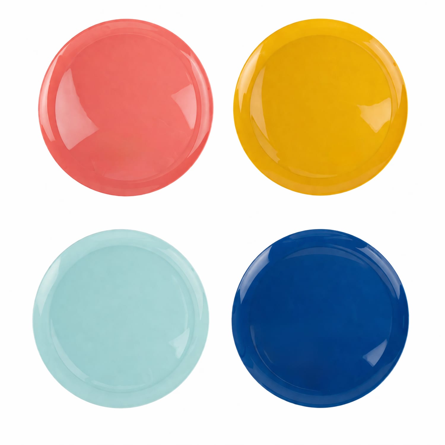 Summer Ribbed Dinner Plate 4 Pack - Multi-Colour