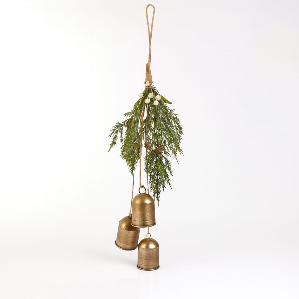 Winter Charm 3 Pieces Cow Bell With Foliage - Gold, product image 3