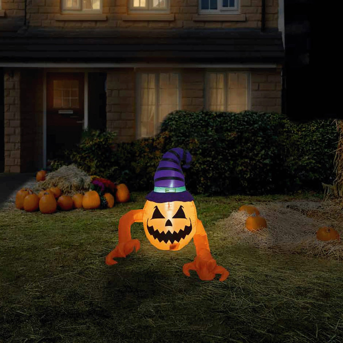 Haunted House Light-Up 4ft Inflatable Scary Pumpkin, product image 2