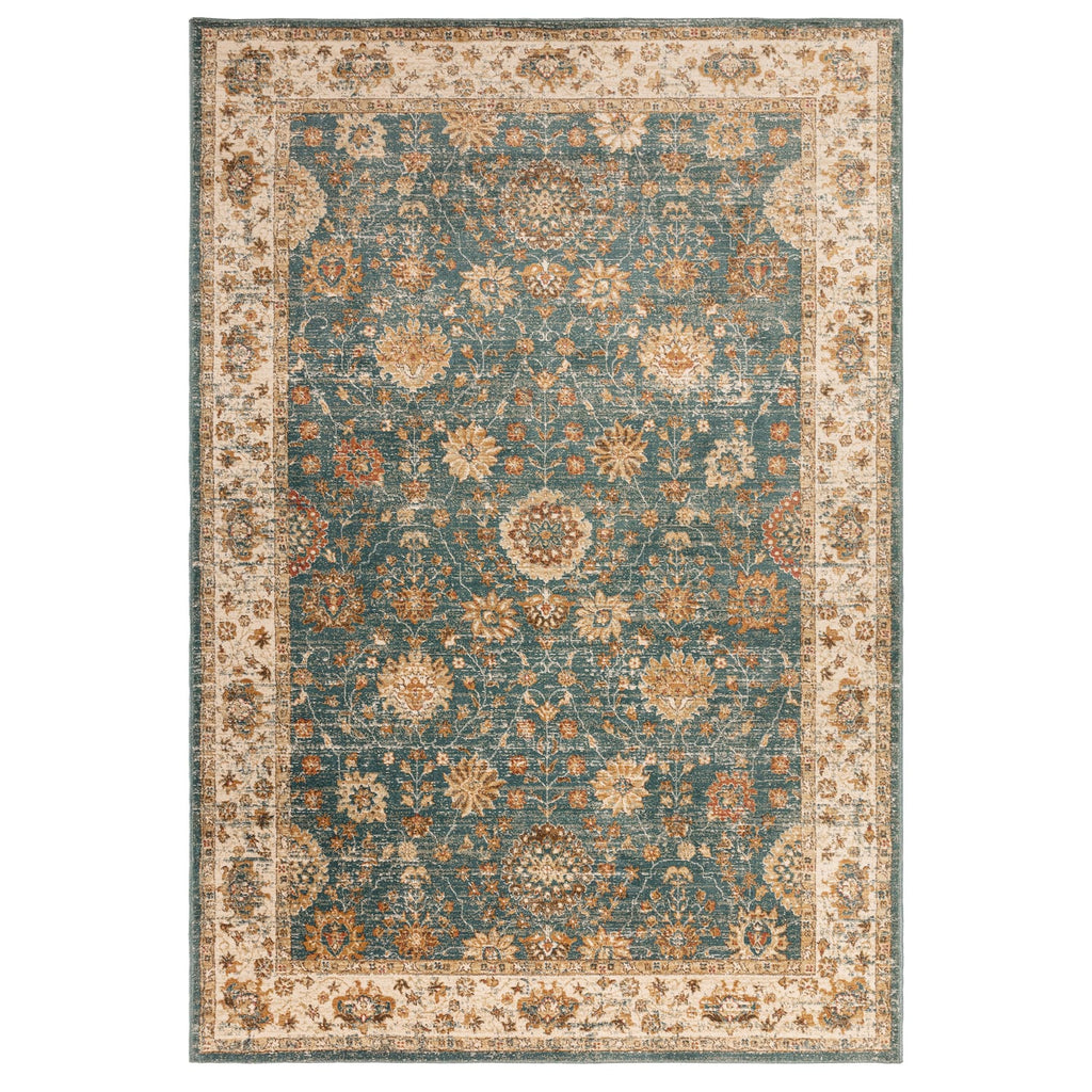 The Rug Edit Raja Border Runner RA02 - Teal/Cream, product image 2